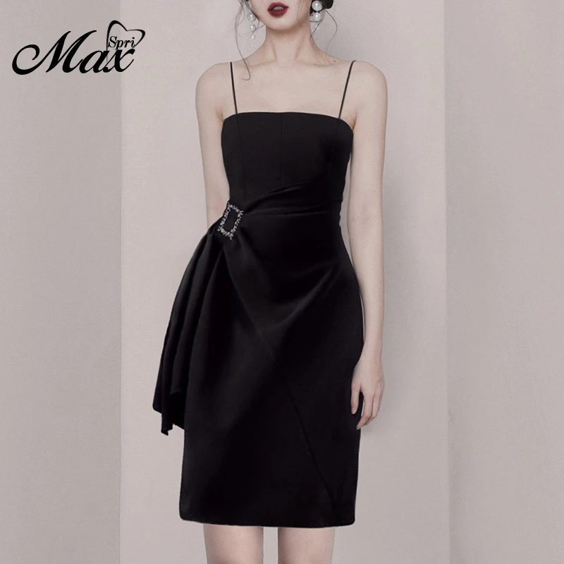 black dress with diamond straps