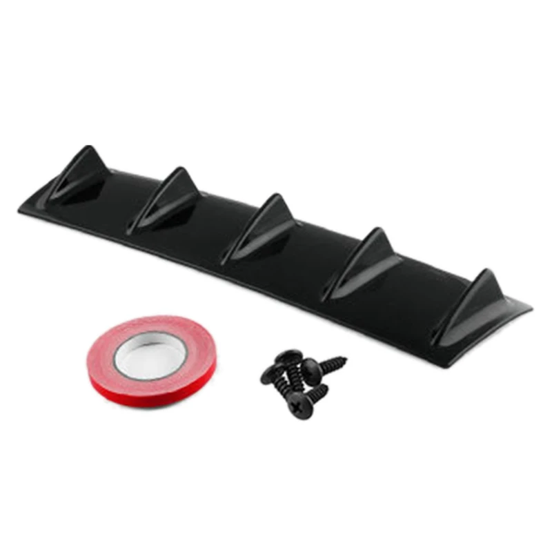 Hot 58.4x15.2Cm Style Universal Rear Bumper Lip Diffuser 5 Fin Gloss Black Abs Car Shark | Автомобили и мотоциклы