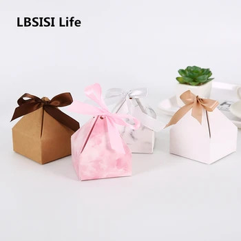 

LBSISI Life 20pcs 7*7*3.5cm Candy Cookies Decoration Paper Box With Ribbon Event Party Gift Packaging Birthday Favor Celebrate