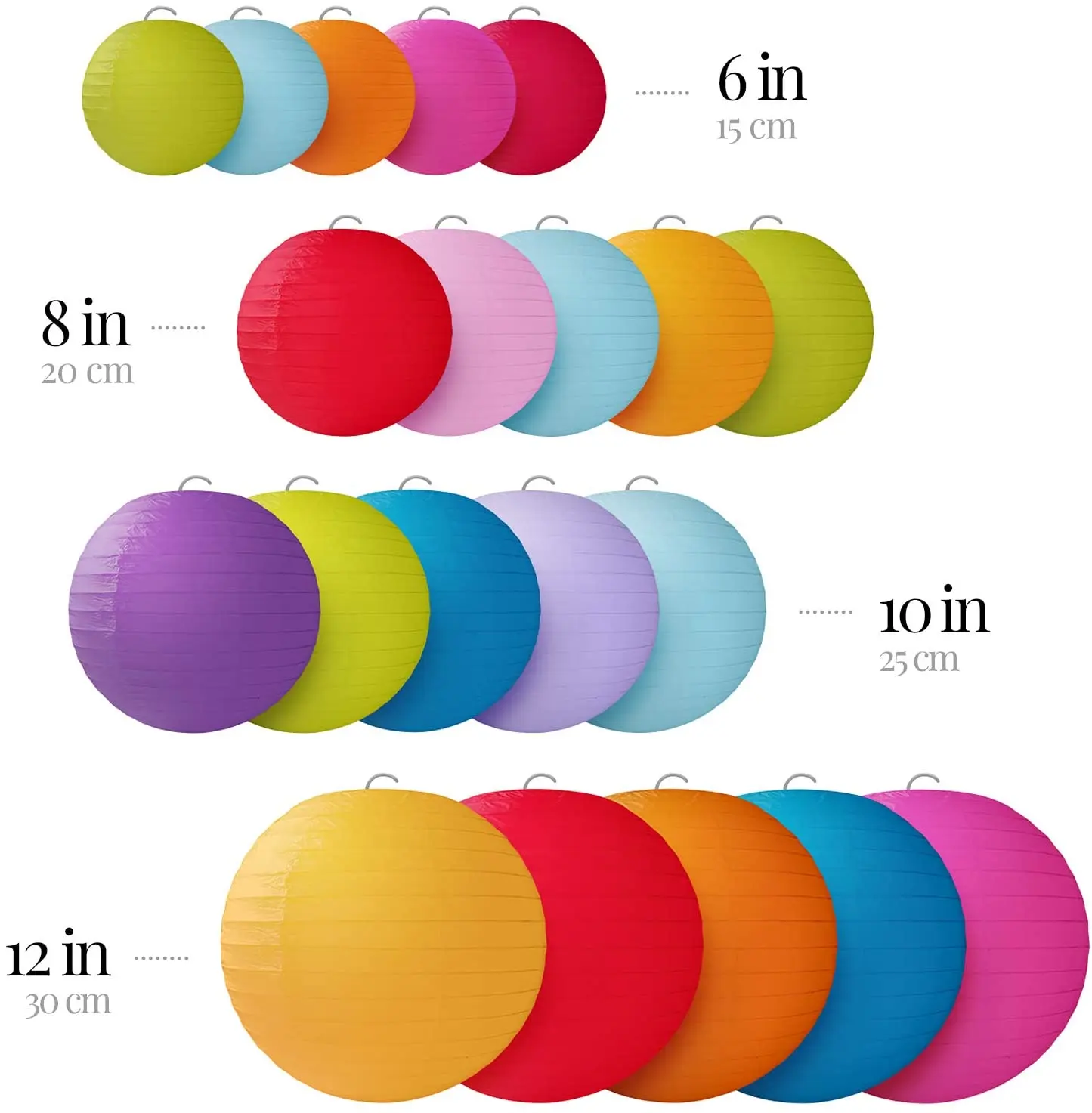 20 Colorful Paper Lanterns for Birthday Decorations Weddings Parties &  Events Round Hanging Paper Lanterns in Sizes 6