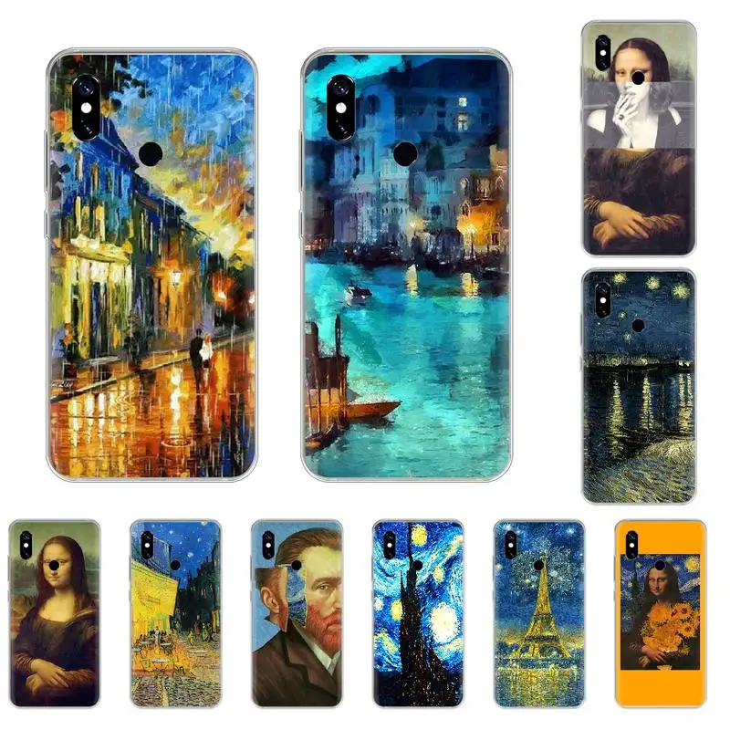 Художественный Роскошный чехол для телефона Mona Lisa Van Gogh Xiaomi Mi 8 9 9SE 9T A2 MAX3 Redmi 4X 5PLUS 5A