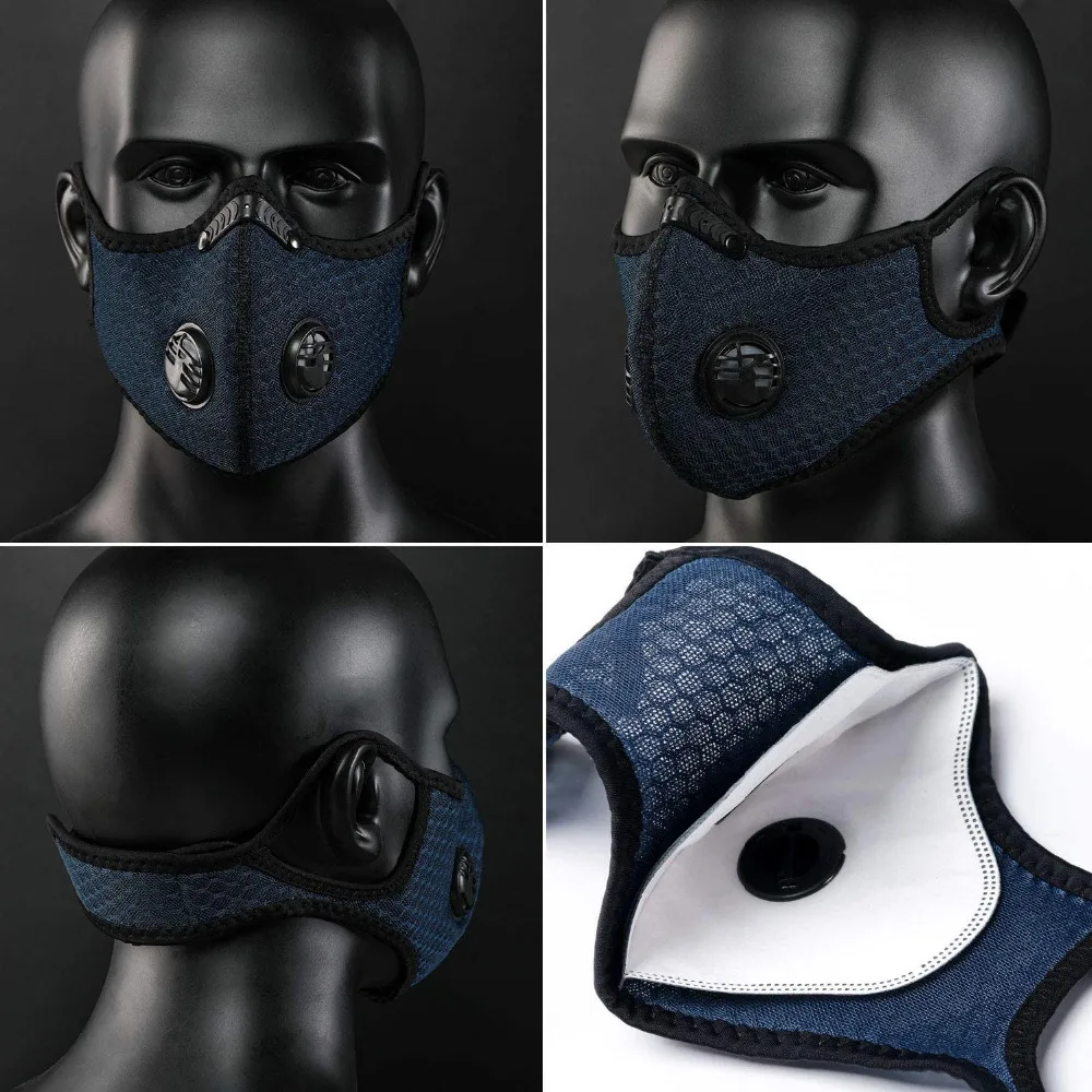 Dust With 4 Filters Half Bicycle Cycling Face Masks Breathable Reusable Activated Carbon Dustproof Respirator #4I13 (7)