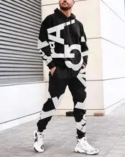 Two Pieces Sets Men's Tracksuit Hoodies+Sweatpants Men Sports Oversize Fitness Set Male Sweatshirt Printing Casual Streetwear