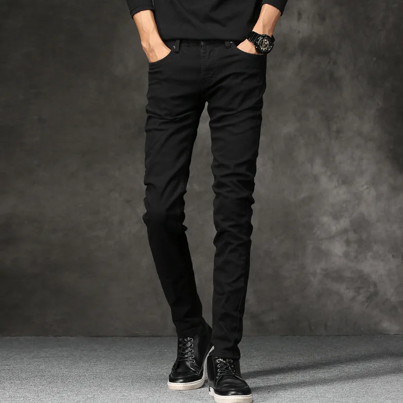 Korean Style Fashion Men Jeans Stretch Black Color Casual Pencil Pants  Elastic Tight Trousers Streetwear Narrow Skinny Jeans Men - AliExpress
