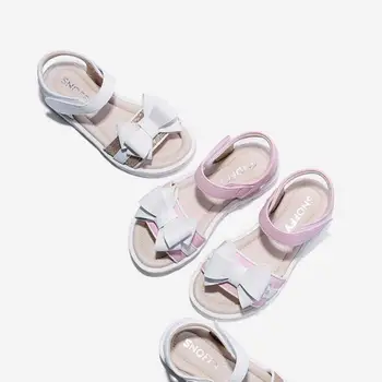 

Summer Girl Soft Princess Bow Sandals Children Kids Leather Beach Sandal Shiny Shoes Teen Girls Primary School Kid Size 26-33