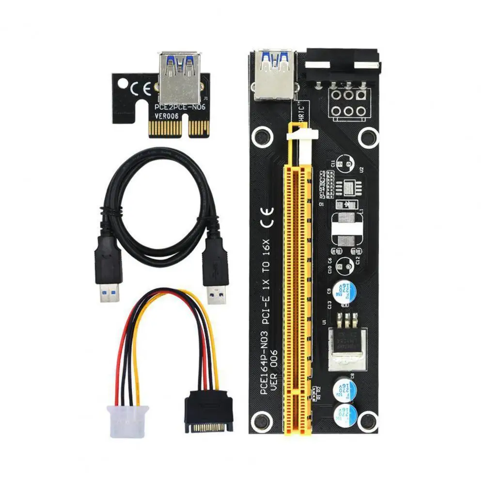 New PCI-E pcie Riser 006 Express 1X 4x 8x 16x Extender PCI E USB 006S GPU Dual 4Pin Adapter Card SATA 4pin for BTC Miner | Компьютеры и