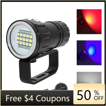 

2020Newest! High Power Underwater Video Diving Flashlight Lamp Scuba Diving Light15 X XML L2 LED White Red UV Light LED Torch