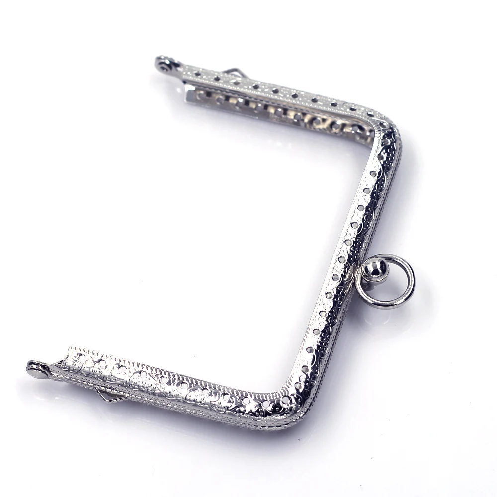 5PCS 11cm Square Metal Purse Frames Pouch Bag Kiss Clasps Buckle Handles DIY Crafts Handbag Hardware Accessories Sewing Holes