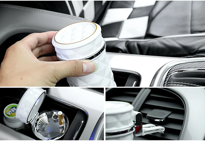 LEEPEE Universal Led Cigar Ashtray Cup Car Cigarette Ashtray Holder with Air Vent Mount Car-styling for VW golf Audi