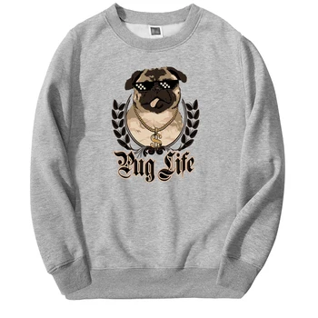 

Hip Hop Style Animal Dog Mens Sweatshirts Hoodie Fleece Streetwear Pug Life Sportswear Crewneck Spring Autumn Cool Sweatshirt