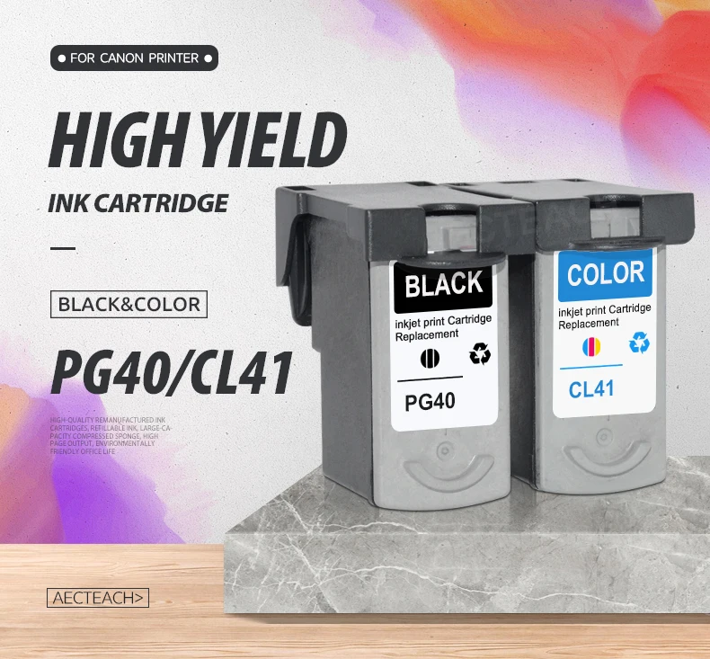Aecteach Re-manufactured Ink Cartridge PG40 CL41 PG 40 41 Compatible for iP1600 iP1200 iP1900 MP140 MP150 MX300 MX310 MP160 hp printer ink