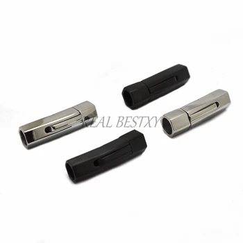 

10pcs/lot engrave logo hole:5/6mm Stainless Steel hexagon Clasps Tube Magnet Buckle Connector for Bracelets DIY Jewelry Making