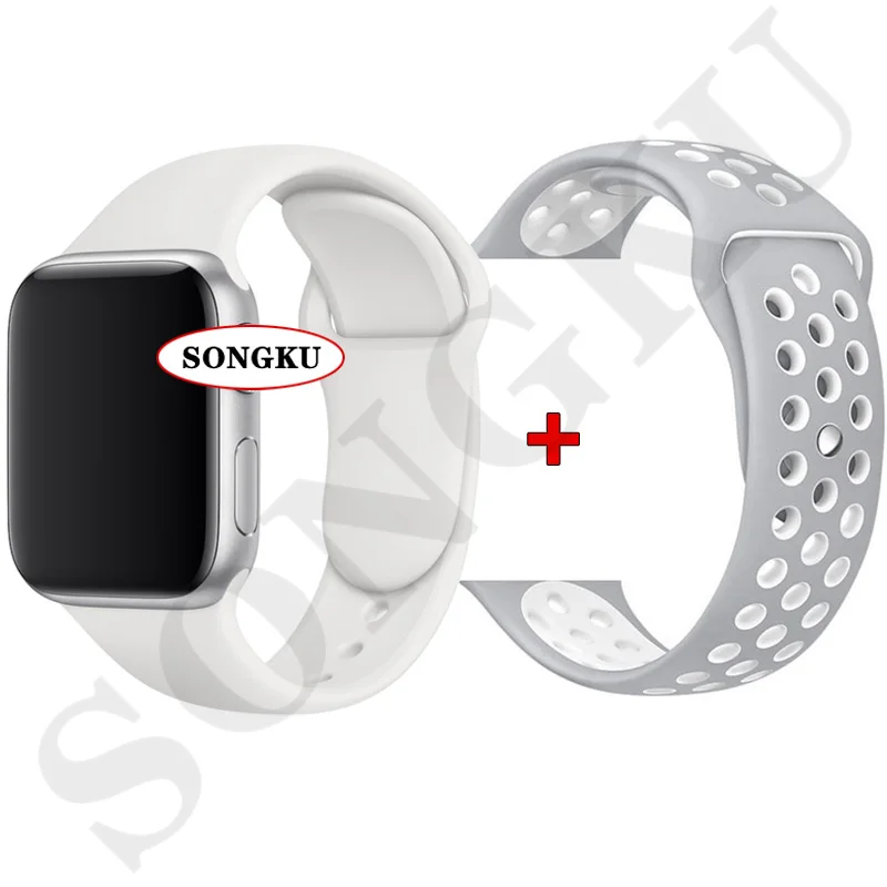 S White and NK Gray SONGKU IWO 12 часы серии 5 1:1 Смарт часы 40 мм 44 мм Bluetooth часы iwo12 для apple iPhone IOS Android управление Siri PK IWO 11 - Цвет: S White and NK Gray