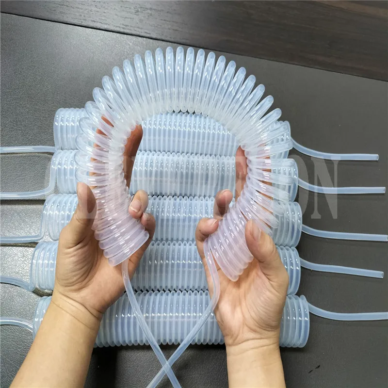 Customized size transparent Chemical resistance fluoro plastic FEP F46 PFA spiral coils tube