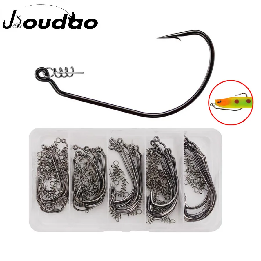 

Jioudao 50pcs/lot Fishing Hooks Carbon Steel Wide Super Lock Fishhooks Soft Worm Lure Softjerk Hooks 1/0#-5/0# Fishing Tackle