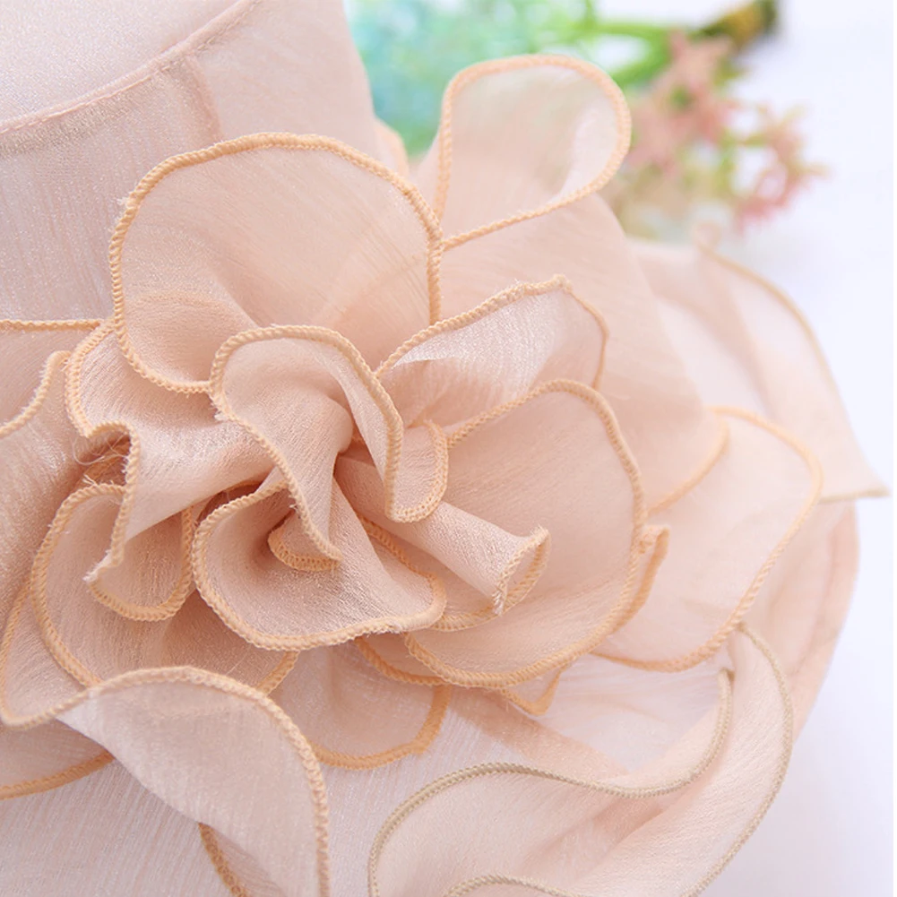 New Hot Women Sun Hat Solid Lace Wide Brim Sun Hat Sweet Elegant Tea Party Church Cap