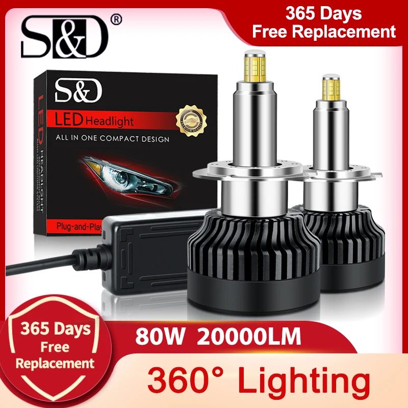 Newest 3D LED Car Headlight Bulbs 80W Canbus H7 LED H8 H11 HB3 9005 HB4 9006 20000Lm 360 Degree 6000K White Auto Fog Lamp