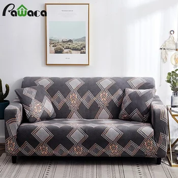 

2-Seater Retro Style Printed Sofa Cover Living Room Slipcover Couch Forniture Protector Spandex Stretch Fit with Elastic Strap