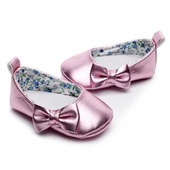 

Newborn Baby Girls Princess Shoes Crib Bebe Infant Toddler Kids First Walkers Patent leather Big Bow Solid Shoe