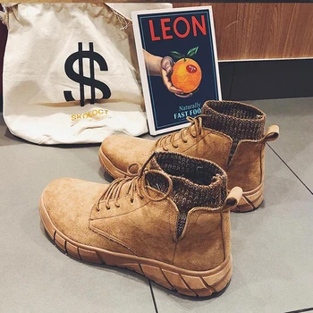 

Nice Autumn New Fashion Mens Boots Work Boots High British Style Ankle Lace Up Boot Hiking Traval Desert Boots Mens Casual Shoes