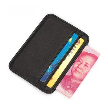 New Slim 100% Sheepskin Genuine Leather Men's Wallet Male Thin Mini ID Credit Card Holder Small Cardholder Purse For Man 3
