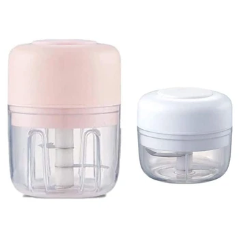 

2 Psc Electric Mini Food Garlic Vegetable Chopper Grinder Press Cordless Electric Vegetable Chopper/Blender