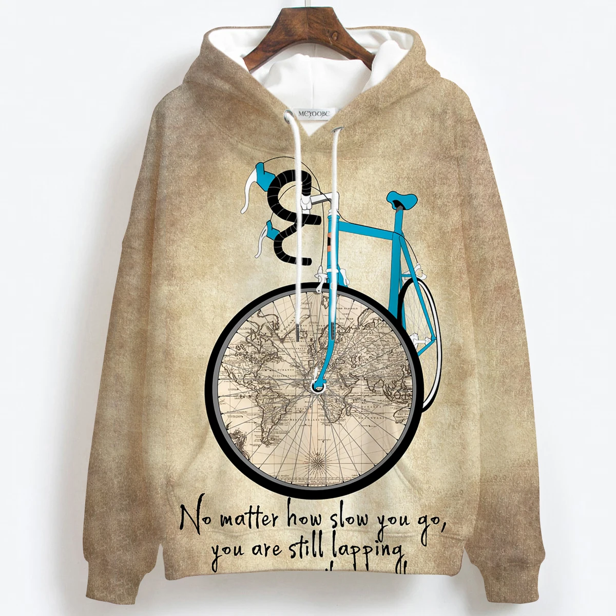 

2021 Bicycle And World Map Pattern Full Printing Christmas Hoodies 3D Print Hooded Sweatshirts Autumn Winter Cute Coat Drop Ship