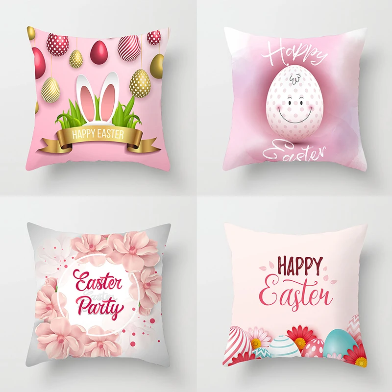 

Pillow case 45 * 45 Simple and stylish Easter print polyester pillowcase Square decorative pillowcase