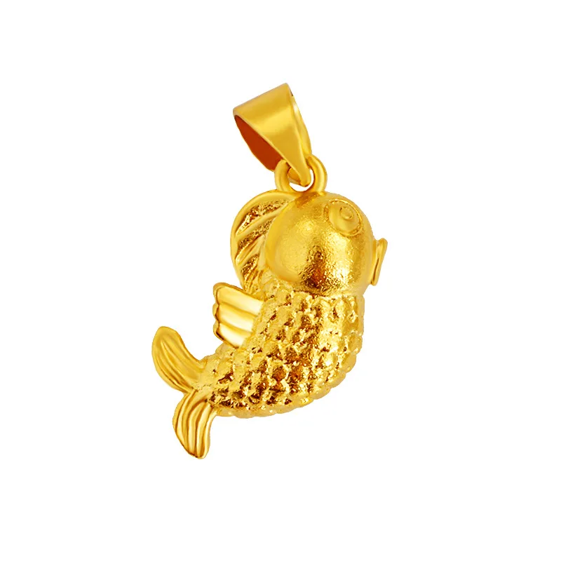 Pure Gold Color Pendant 3D Hard Sand Gold Fancy Carp Chain Necklace Accessories for Women Collar Lucky Fish Party Jewelry Gift
