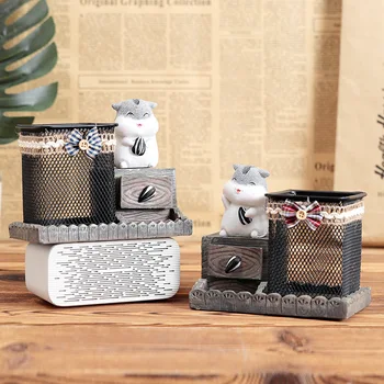 

Hamster Desktop Storage Box Girl Makeup Brush Storage Box Healthy and Easy To Clean Storage Box Office Supplies Storage Basket