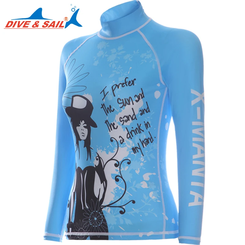 Женская рубашка с длинным рукавом Dive & Sail из лайкры защитой UPF для серфинга|clothes