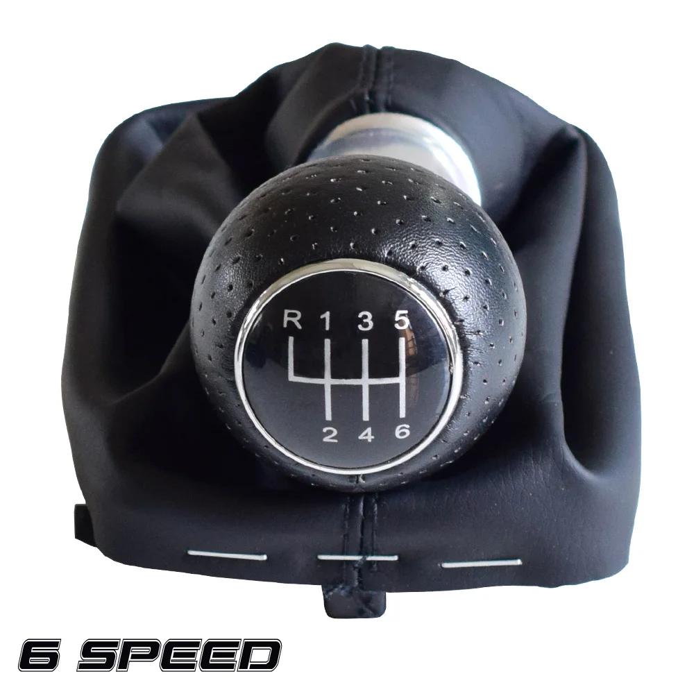 Рукоятка рычага переключения передач для Audi A3 S3 2001 2002 2003 черный/красный кожаный чехол переключателя передач крышка багажника для 5/6 скорости Руководство автомобиля Stying - Название цвета: Black-6Speed