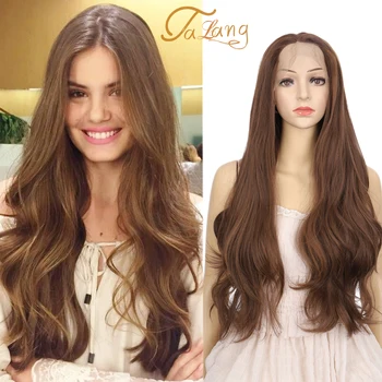 

TALANG front lace portable wig 28 inches supernatural long curly hair synthetic daily female wig