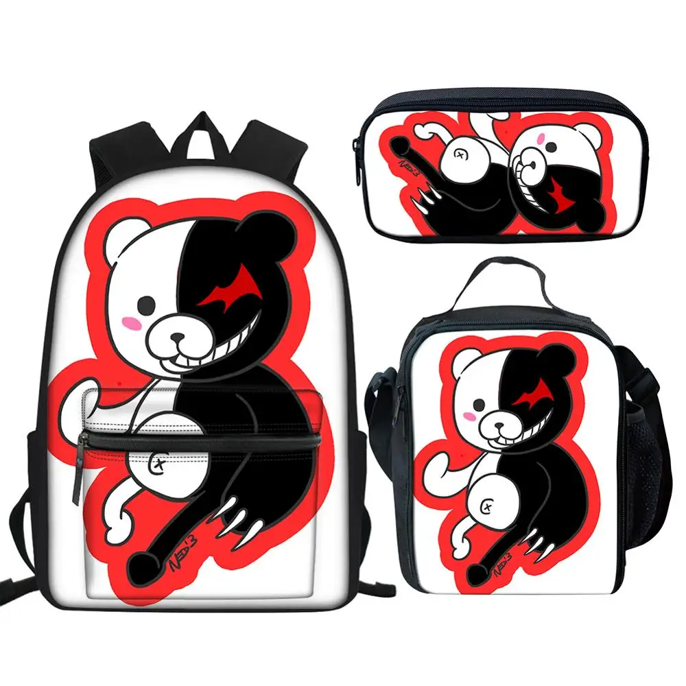 CDGX2477GKZ58 Крутая школьная сумка Danganronpa набор/3 шт для подростка мальчика холст путешествия ноутбук рюкзак для мужчин Monokuma сумка для книг рюкзак капельница - Цвет: CDGX2477GKZ58