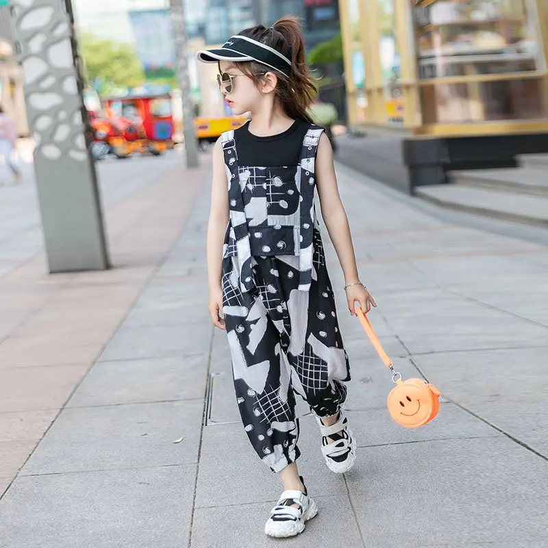 

Teenage Girls Clothing Set 2023 Summer Girls Tracksuit Sleeveless T Shirt Overalls School Girls Clothes Children Costume 8 10Yrs