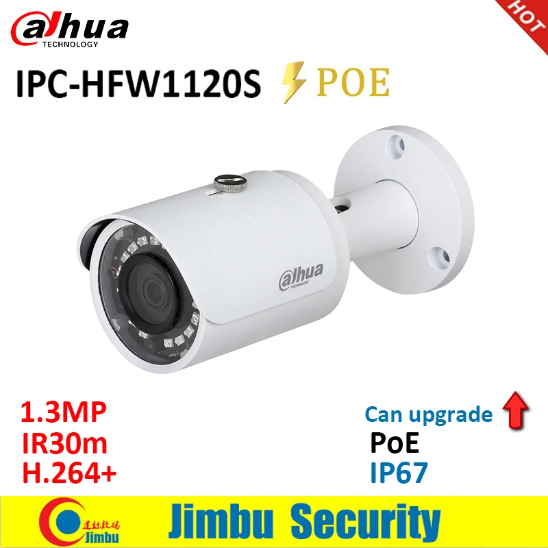 Dahua ip-камера 1.3MP IPC-HFW1120S POE IR30m H.264+ Водонепроницаемая IP67 английская Прошивка может быть обновлена цилиндрическая камера видеонаблюдения