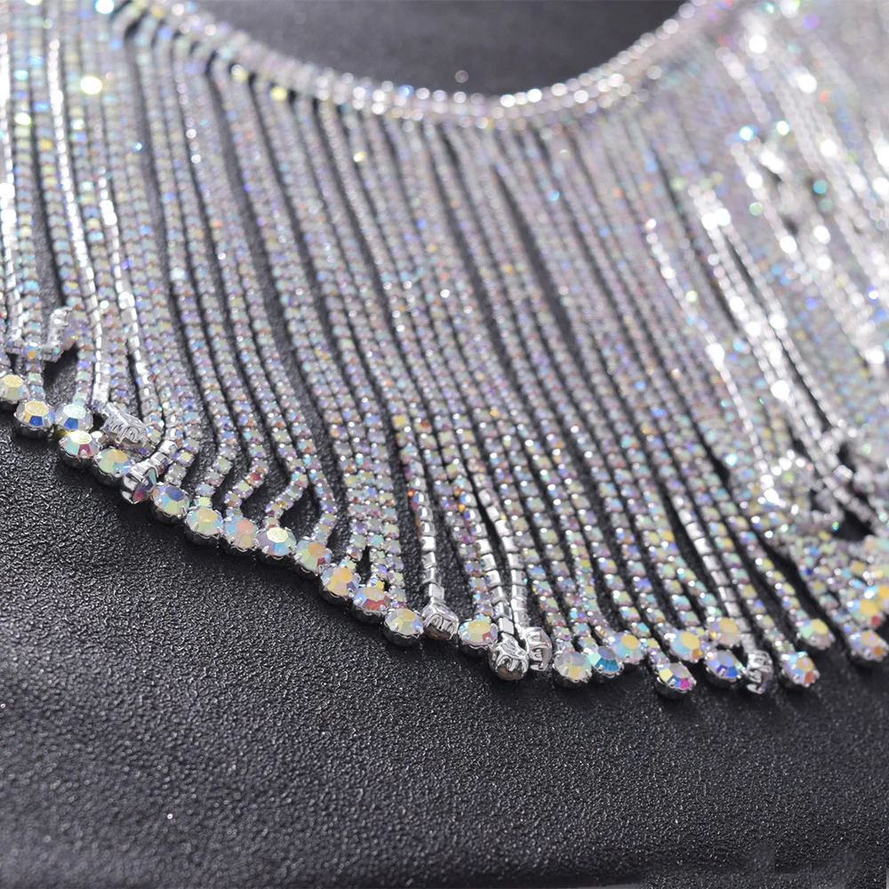 Crystal AB tassel rhinestone fringe trimming  (8)