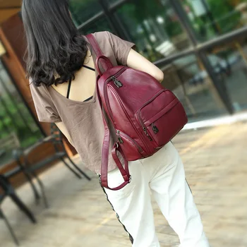 

New Leather Women's Bag Waterproof Personality Backpack Large Capacity European Women's Single Shoulder