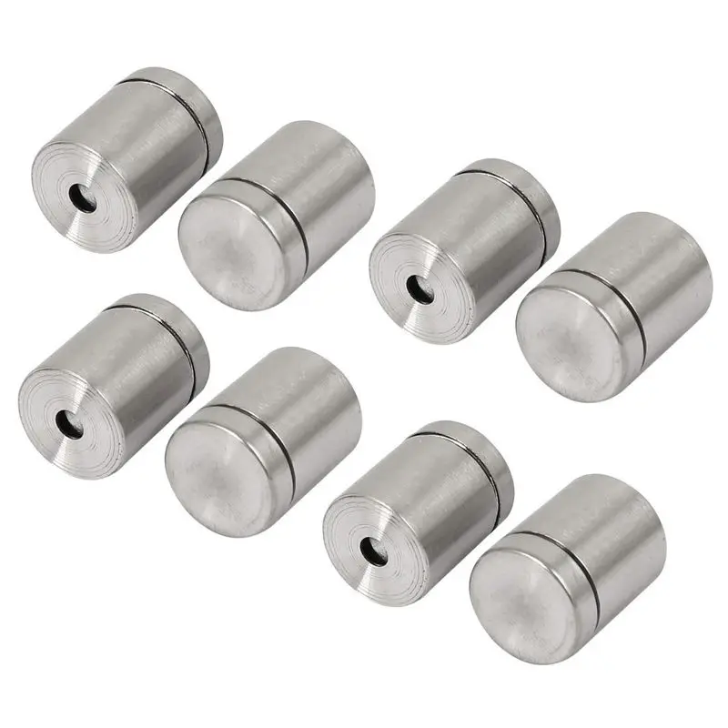 

19 x 25mm Advertise Glass Standoff Pin Fixing Mount Bolt Nails Silver Tone 8 Pcs