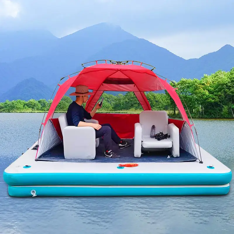 Inflatable Fishing Water Above Platform Floating Dock Mat Magic Carpet Boat  Air Cushion For Sale