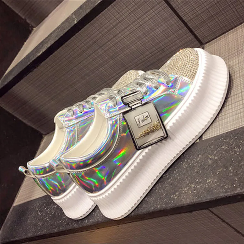 Brand Women Sneakers Slip on Fashion Platform Flats for Lady Spring Autumn Summer Slipony Rhinestone Blingbling Casual Shoes