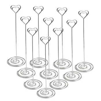 

New-10pcs 8.6 Inch Tall Place Card Holders Heart Shape Table Number Holder Stands Picture Photo Note Memo Clip for Wedding