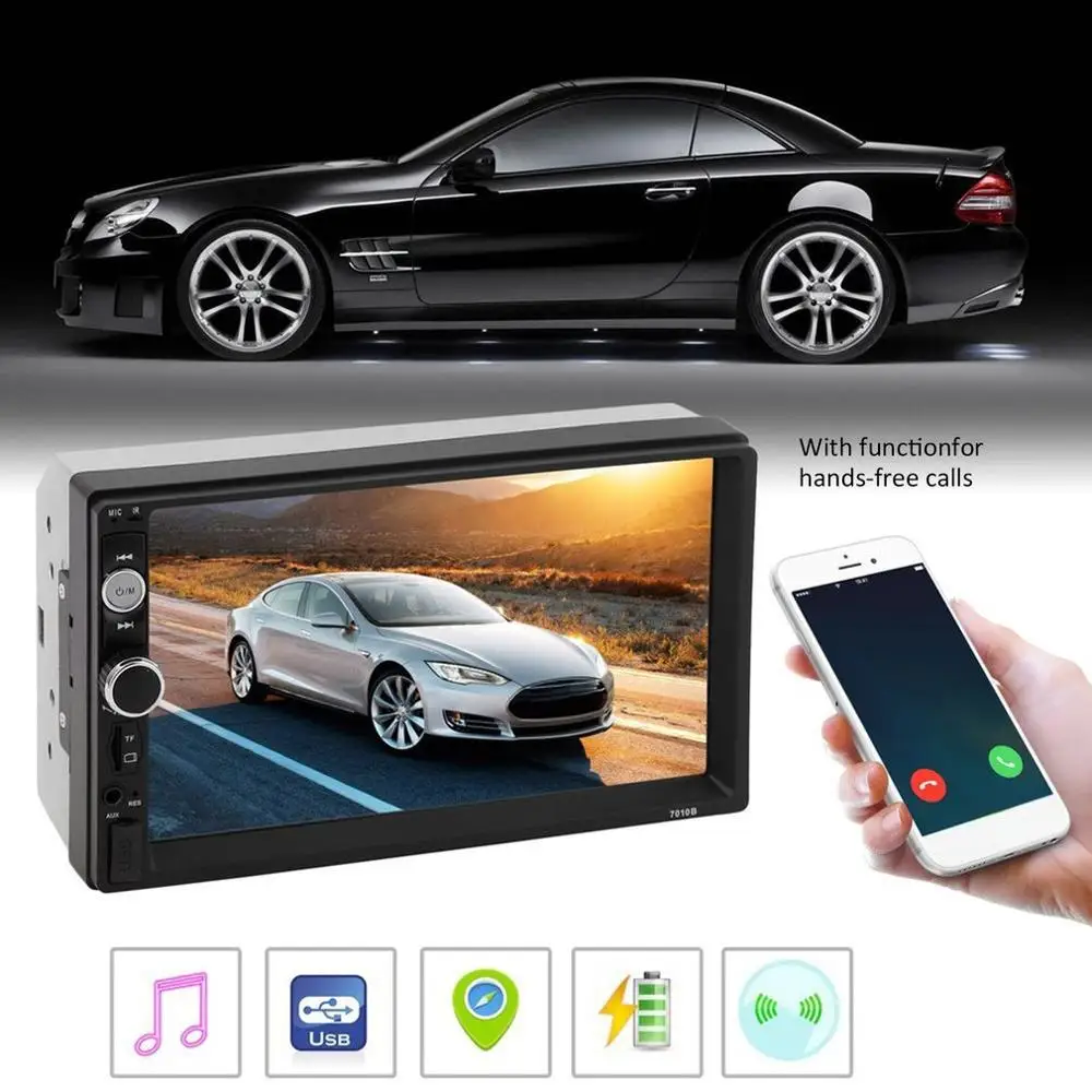 

7010B 7 Inch DOUBLE 2DIN Car MP5 Player BT Touch Screen Stereo Radio HD Multimedia player 4 Light Camera Direction Control