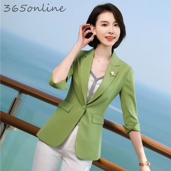 

Novelty Green Formal OL Styles Spring Summer Blazers Jackets Coat for Women Business Work Wear Professional Casual Ladies Tops