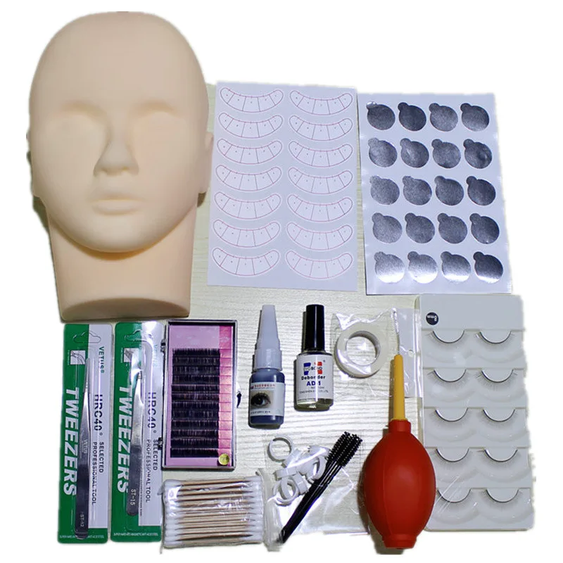 

Beginners Practice Graft Eyelashes Set Have Stimulate Glue Kind Eyelash False Eyelashes Head Tool Kit