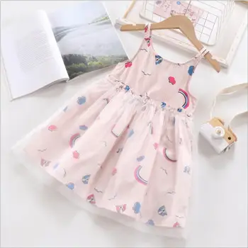 

girls Rainbow dress 2020 summer kids Halter dress fashion elegant princess dress cute children clothing