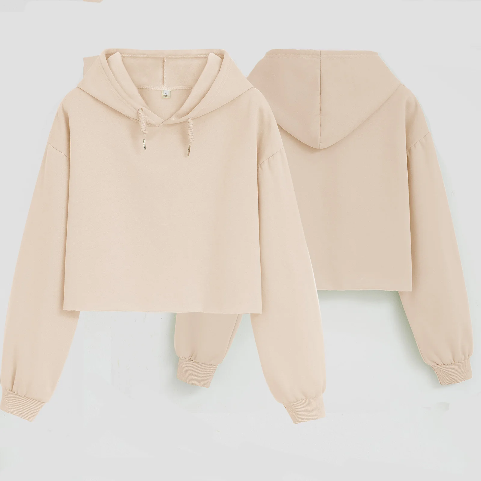 

Fashion Casual Pullovers For Women Hoodie Oversized Sweatshirt Cotton Drawstring Classic Solid Color Crop Top Crewneck Aesthetic