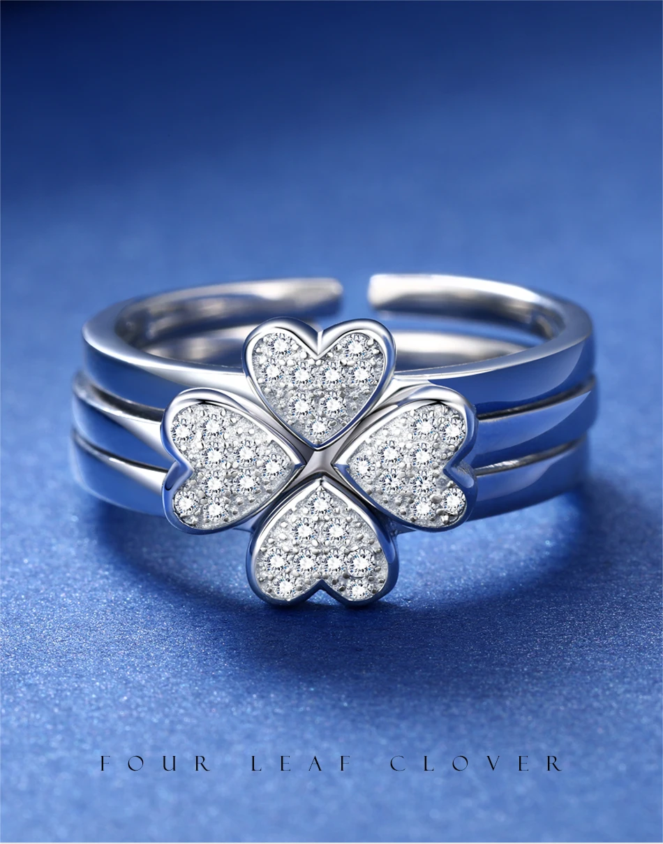S925 Silver Trinity Clover Lucky Ring(Adjustable Size