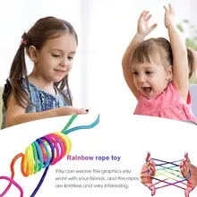 Kids Children Finger Rope Game Rainbow Color Thread Various Figures Puzzle Toy Clear Texture Strong Durable Bright Color