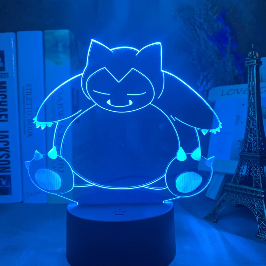 3d ночник Snorlax рисунок для детей мальчик спальня атмосфера сенсорный датчик Usb Настольный ночной Светильник игра Pokemon Go Kabigon 3d ночной Светильник